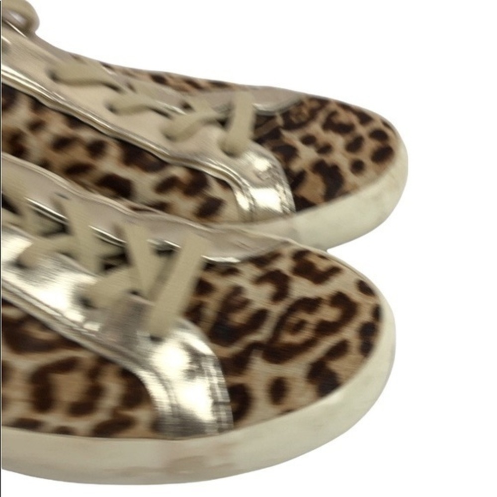 Sam Edelman Leather Leopard Gold Sneakers - Picture 7 of 11